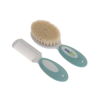 Babyjem Natural Bristle Brush & Comb Set - Blue | Soft & Gentle Care