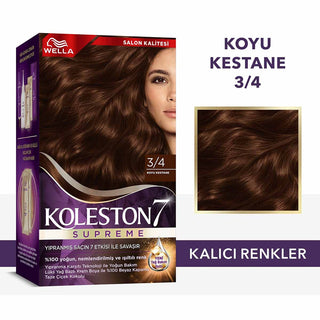 Wella Koleston Supreme Hair Color 3/4 Dark Chestnut - 100% Coverage | Luxurious Cream