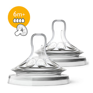 Philips Avent Natural Nipple 4 Holes - 6 Months + | 2 Pack