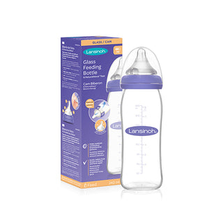 Lansinoh Glass Bottle & NaturalWave Nipple 8oz - Anti-Colic | BPA Free