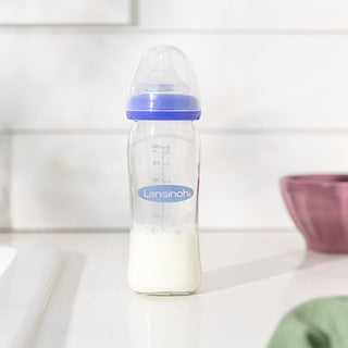 Lansinoh Glass Bottle & NaturalWave Nipple 8oz - Anti-Colic | BPA Free