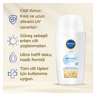 Nivea Sun Light Textured Sunscreen Face Cream 50 SPF - 40ml | Anti-Aging