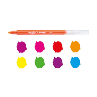 Neon Washable Markers 8 Set - Vibrant Fluorescent Ink | Carioca