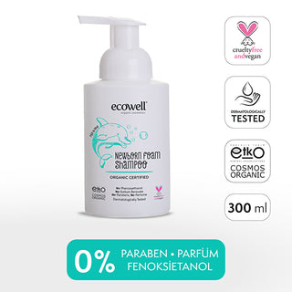 Ecowell Newborn Baby Foam Shampoo 300ml - Organic & Vegan Cert.