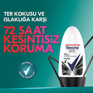 Rexona Invisible Black & White Women Roll-On Deodorant 50ml | 72 Hour Protection