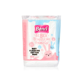 Benri Baby Cleaning Cotton Pads 60 Count - 100% Pure Cotton | Safe for Sensitive Skin