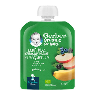 Gerber Organic Apple Banana Blueberry Blackberry Puree 90g | Baby Food