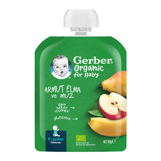 Gerber Organic Apple Banana Pear Puree 3oz - Stage 2 Baby Food | Fruit