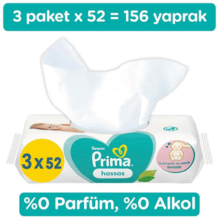 Prima Sensitive Baby Wipes - 3 Pack 156 Sheets | Gentle Care