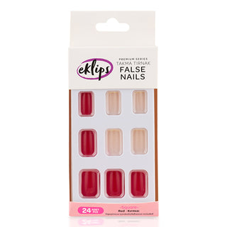 Acrylic Nails Red Square - 24 Pieces | High Quality
