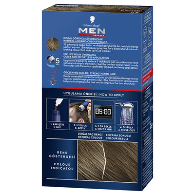 Men Perfect Hair Color 50 Light Brown - Quick Application | Natural Look