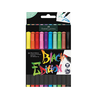 Faber Castell Black Edition Brush Marker 10 Colors - Soft Brush Tip | Art Supplies