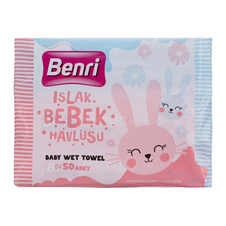 Benri Baby Wipes 50 Count - 3 Packs | Gentle for Sensitive Skin