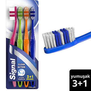 Signal Toothbrush Clean Action Soft 3+1 - Gentle Care | Ergonomic Design