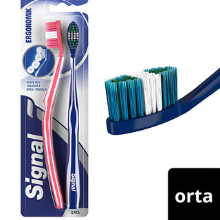 Signal Ergonomic Toothbrush Medium 1+1 - Effective Cleaning | Soft Bristles