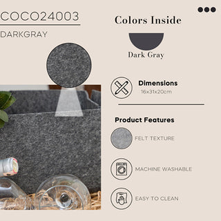 Coco Clementine Gray Felt Organizer Basket - Stylish Storage Solution