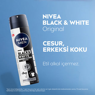 Nivea Men Black & White Invisible Deodorant 150ml - 72 Hour Protection | Anti-Perspirant