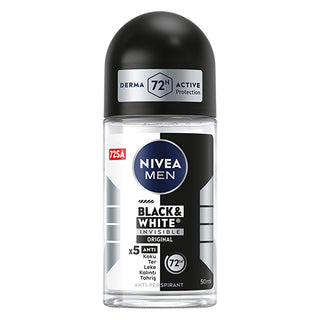 Nivea Men Roll-On Deodorant Black & White Invisible 50ml | Anti-Stain