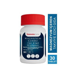 imuneks farma magnezyum combo tablets - front view, imuneks farma magnezyum combo tablets - side view İmuneks Farma Magnezyum Combo - 200mg | 30 Tablets Magnezyum Combo Tablets - 200mg | 30 Count magnezyum, magnesium-combo, dietary-supplement, health, adults, 30-tablets, multieffect, gluten-free, lactose-free, ai-generated