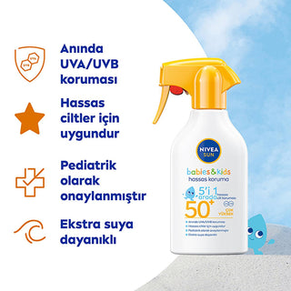 Nivea Baby & Child Sunscreen SPF 50 - UVA/UVB Protection, Water Resistant Sun Protection for Sensitive Skin, Sun Spray, 270 ml Nivea Baby Sunscreen SPF 50: Gentle UVA/UVB Protection baby sunscreen, child sunscreen, sunscreen for sensitive skin, SPF 50 baby sunscreen, water resistant sunscreen for kids, UVA UVB protection baby, pediatrician approved sunscreen, sun protection for infants, Nivea sunscreen baby, baby sun spray, sunscreen, sun protection, kids sunscreen, infants sunscreen, water resistant, UVA p