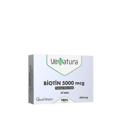 VeNatura Biotin 5000mcg Supplement - Hair, Skin & Nail Support - 30 Tablets