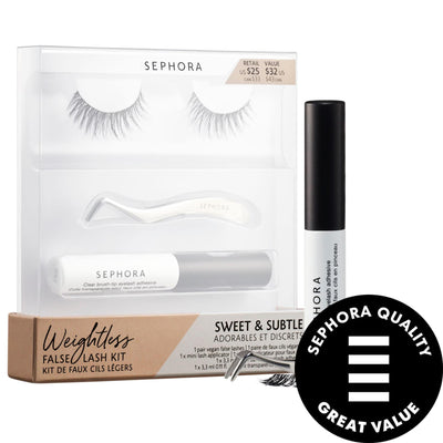 Weightless Vegan False Eyelash Kit - Cruelty-Free Beauty Products with Natural Volume Eyelashes