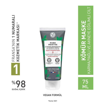 Charcoal Face Mask by Pure Menthe - Organic Mint, Deep Cleansing & Blackhead Removal for Acne-Prone Skin
