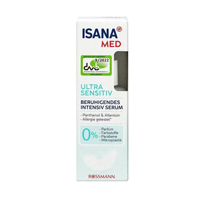 Isana Med Ultra Sensitive Facial Serum: Soothing Relief for Irritated Skin, Vegan, Dermatologically Tested, Pantenol & A