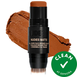 Nudies Multi-Tasking Matte Cream Bronzer Stick for Face, Eyes, and Lips - Vegan, Hypoallergenic, Clean Beauty Nudies Multi-Tasking Matte Bronzer Stick - Vegan & Hypoallergenic multi-tasking bronzer, vegan makeup, hypoallergenic cosmetics, matte finish bronzer, clean beauty products, natural beauty, easy makeup, sensitive skin, cruelty-free, gluten-free, fragrance-free, makeup for face, eyes, and lips, weather-resistant, non-drying, bronzing stick, cream bronzer, beauty routine simplification