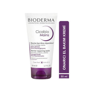 Bioderma Cicabio Hand Cream: Ultimate Barrier Repair for Dry, Damaged Hands | Moisturizing, Soothing, Non-Greasy Formula, Safe for Kids (3+) | 1.69 fl oz Bioderma Hand Cream: Repair Dry, Damaged Hands - Moisturizing hand cream, dry hands, damaged hands, barrier repair hand cream, moisturizing hand cream, non-greasy hand cream, hand balm, sensitive skin hand cream, children's hand cream, soothing hand cream, hand care, shea butter, DAF complex, 8-hour hydration, water-resistant, family hand cream, cracked ha