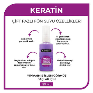 Morfose Keratin Hair Treatment: Revitalizing Leave-In Conditioner & Heat Protectant Spray for Damaged Hair - Shine & Repair Morfose Keratin Hair Treatment: Repair & Shine - Heat Protectant keratin hair treatment, leave-in conditioner, heat protectant spray, hair repair serum, shine enhancing hair product, damaged hair treatment, Morfose Keratin, hair styling product, keratin fön suyu, hair conditioning spray, keratin treatment, hair repair, heat protection, shiny hair, healthy hair, hair care, dry hair, dam