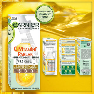Garnier C Vitamini Parlak Süper Aydınlatıcı Serum - Brightening Face Serum for Even Skin Tone Garnier C Vitamini Serum - Brightening & Even Skin Tone Garnier C Vitamini Serum, Parlak Süper Aydınlatıcı Serum, Niasinamid Serum, Cilt aydınlatıcı serum, Koyu leke giderici, Face Serum, Brightening Serum, Vitamin C Serum, Niacinamide Serum, Salicylic Acid Serum, Skincare, Hyperpigmentation Treatment, Even Skin Tone, Glowing Skin, Sensitive Skin Friendly, Dermatologically Tested, Daily Skincare, Anti-Aging Skincar