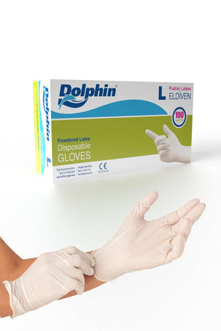 dolphin powdered latex gloves large pack, large powdered latex gloves for medical use, dolphin latex gloves for cleaning and medical tasks Dolphin Powdered Latex Gloves - Large (100 Count) for Medical & Home Use Dolphin Powdered Latex Gloves - Large (100 Count) dolphin, powdered-latex-gloves, medical-gloves, household-gloves, large-gloves, disposable-gloves, personal-protective-equipment, healthcare, cleaning-supplies, ai-generated