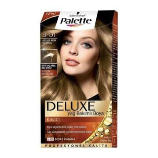 Palette Deluxe 8-01 Küllü Açık Kumral Hair Dye - Long-Lasting Rich Color, Nourishing Micro Oils Palette Deluxe 8-01 Hair Dye - Long-Lasting Color hair dye, Palette Deluxe, long-lasting hair color, hair coloring products, 8-01 Küllü Açık Kumral, vibrant hair color, nourishing hair dye, healthy hair, cosmetic, beauty, hair care