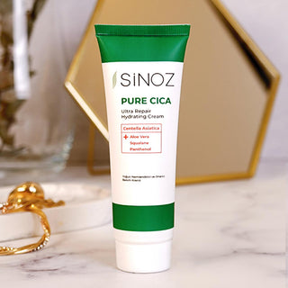 Sinoz Pure Cica Cream: Intensive Hydration & Repair - Soothing Centella Asiatica, Squalane & Aloe Vera -  Sensitive Skin Moisturizer, Post-Procedure Care Sinoz Cica Cream: Soothe & Repair Skin - Sensitive Skin Moisturizer Cica cream, Centella Asiatica cream, Soothing moisturizer, Repairing skin cream, Sensitive skin moisturizer, Post tattoo care cream, Post shave balm, Post laser treatment cream, Squalane moisturizer, Aloe vera face cream, facial moisturizer, dry skin, irritated skin, redness relief, skin b