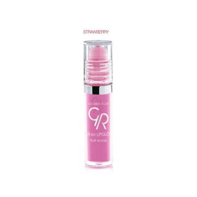 Golden Rose Roll-On Lip Gloss - Strawberry Flavor, Moisturizing & Shiny Lip Care