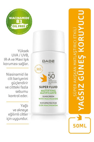 Babe Mattifying Sunscreen SPF 50+ - Oil-Free, Anti-Pollution Skincare for Sensitive Skin
