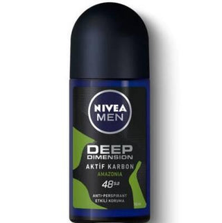 nivea men deep dimension amazonian roll-on deodorant 50ml front view, nivea roll-on deodorant 50ml side view, nivea men deep dimension amazonia roll-on deodorant packaging Nivea Men Deep Dimension Roll-On - Fresh Amazonia Scent | 50ml Nivea Men Deep Dimension Roll-On Deodorant 50ml nivea, men-deodorant, roll-on, fresh-scent, long-lasting, skin-moisturizing, amazon-scent, mens-health, personal-care, ai-generated