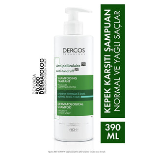 Vichy Dercos Anti-Dandruff Shampoo for Normal to Oily Hair - Dermatologically...