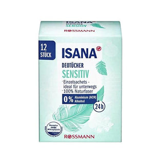 Isana Deodorant Wipes for Sensitive Skin - 24-Hour Odor Protection, Alcohol & Aluminum-Free, Individually Wrapped - 12 Count Isana Deodorant Wipes - Sensitive Skin, Alcohol-Free deodorant wipes, sensitive skin deodorant, alcohol-free deodorant wipes, aluminum-free deodorant, travel deodorant wipes, individually wrapped deodorant wipes, Isana deodorant wipes, deodorant, wipes, sensitive skin, alcohol-free, aluminum-free, travel, individually wrapped, odor protection, freshness, hygiene, personal care, beauty