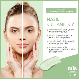 Mia Klinika Cica Cream SPF 50+ - Tiger Grass Tone Evening Cream for Sensitive Skin, Natural Coverage & Daily Sun Protection Mia Klinika Cica Cream SPF 50+ | Tone & Protect Sensitive Skin Cica cream, SPF 50+ cream, Tiger Grass cream, Centella Asiatica cream, Tone evening cream, Sun protection cream, Sensitive skin cream, Natural coverage cream, Redness relief cream, Daily sun protection skincare, skincare, tone correction, redness relief, anti-inflammatory, healing, regeneration, natural look, no-makeup look