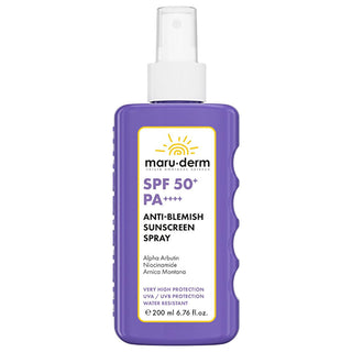 Maruderm SPF 50+ Anti Dark Spot Sunscreen Spray: Ultimate UVA/UVB Protection for Face & Body with Alpha Arbutin & Niacinamide - 6.76 fl oz Maruderm SPF 50+ Sunscreen: Anti Dark Spot & UVA/UVB Protection SPF 50 sunscreen, anti dark spot sunscreen, sunscreen spray, sun protection, UVA UVB protection, Alpha Arbutin sunscreen, Niacinamide sunscreen, sunscreen for hyperpigmentation, face and body sunscreen, broad spectrum sunscreen, sunscreen, sunblock, hyperpigmentation, dark spots, skin brightening, even skin 