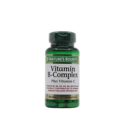 Nature's Bounty Vitamin B-Complex Plus Vitamin C Supplement - 60 Tablets for Energy & Immune Support