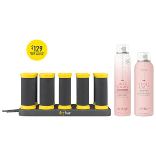 Hot Toddy: Voluminous Curls & Heat Protection Hair Styling Set – Hot Hair Rollers, Frizz Control, Sulfate & Paraben Free Hot Toddy Hair Styling Set: Curls, Heat Protection & Frizz Control hair styling set, heat protectant spray, hot hair rollers, frizz control mist, voluminous curls, heat protection for hair, sulfate free hair products, paraben free hair products, cruelty free hair styling, at home blowout kit, hair styling, heat protectant, hot rollers, frizz control, volume, heat protection, sulfate free,