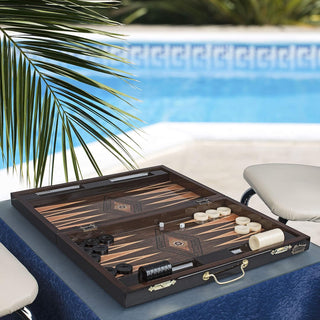 Turkish Backgammon Set, Wooden (Brown, 19"x12"x3")
