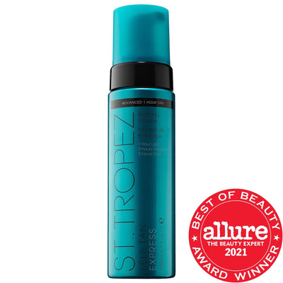 St. Tropez Self Tan Express Bronzing Mousse: Customizable, Streak-Free Natural Sunless Tan for Face & Body | Quick-Dryin