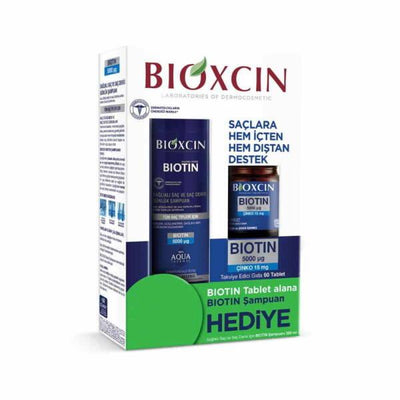 Bioxcin Biotin: 5000mcg Hair Growth Supplement & Shampoo Set | Support Healthy Hair, Reduce Hair Loss, & Strengthen Foll