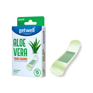 Getwell Aloe Vera Waterproof Adhesive Bandages - Breathable Wound Dressing for Cuts, Scrapes - First Aid Protection & Fast Healing (15 Count) Getwell Aloe Vera Bandages: Waterproof, Breathable Wound Care Adhesive bandage, Waterproof bandage, Breathable bandage, Wound dressing, First aid bandage, Aloe vera bandage, Bandage for cuts, Bandage for scrapes, water-resistant bandage, air-permeable bandage, bandage for minor wounds, infection prevention, wound protection, first aid supplies, family first aid, cuts 