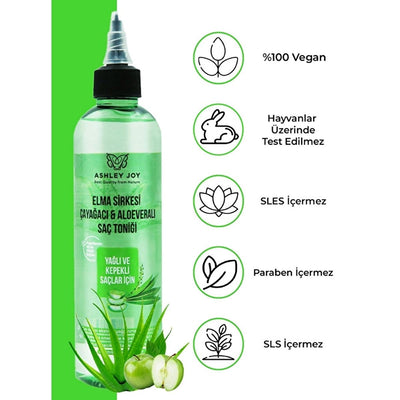 Ashley Joy Apple Cider Vinegar Hair Tonic: Tea Tree & Aloe Vera for Shine, Static Control & Oily Scalp - Natural Hair Ca