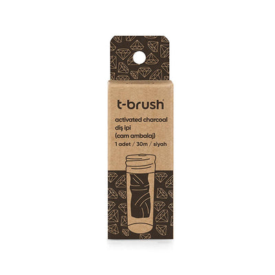 T-Brush Eco-Friendly Activated Charcoal Dental Floss - 30m, Vegan, Sustainable Oral Care